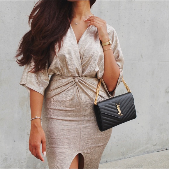Gold metallic twist dress Size M Brand New - Picture 1 of 2